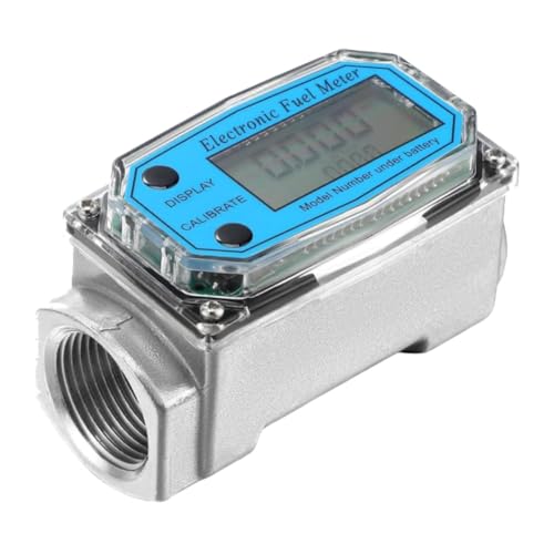 Uadme Medidor de Flujo de Turbina Digital 1' NPT 15-120L, Caudalimetro Agua con Pantalla LCD, Water Flow Meter para Equipos de Repostaje de Diésel y Gasolina (Azul)