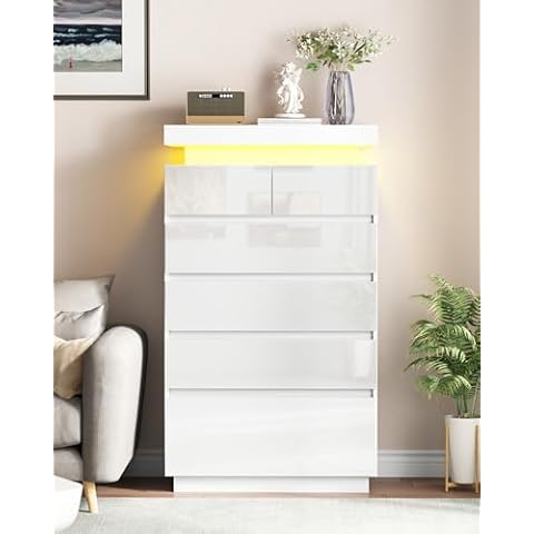 Seeday High Gloss 6 Drawer Dresser Cover