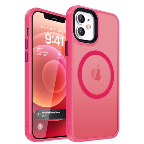 Coque iPhone 12 antichoc magnétique fine et translucide mate anti-rayures rose vif
