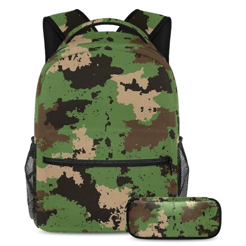 Ensemble cartable enfant camouflage vert pour l'école et sorties