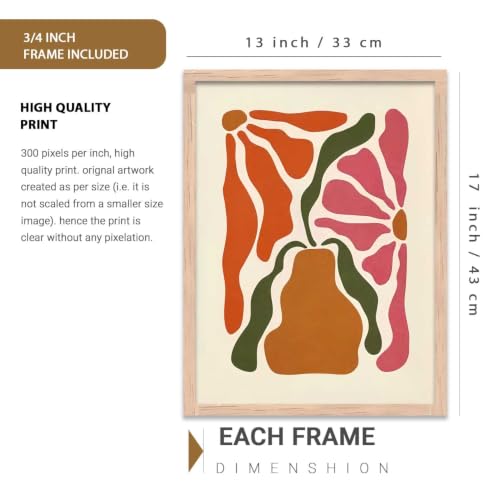 Image of kotart Boho Art Home Decoration Paintings With Frame For Living Room Bed Room Hotel Wall Decor Digital Reprint Set of 3 (13X17 inch)