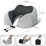 Travel Pillow, Memory Foam Neck Pillow for Traveling, U Shape Neck Pillow Airplane Portable Flight Pillow Travel Kit with 3D Contoured Eye Masks and Earplug for Plane Train Car Home Office - Grey - Image 2
