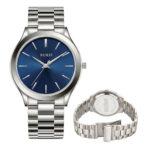 Image of BUREI Men's Wrist Watch, Analog Stainless Steel Dress Waterproof Quartz Watch for Men with Japanese Movement,Refined Gifts for Men, Boyfriend, Husband, Dad