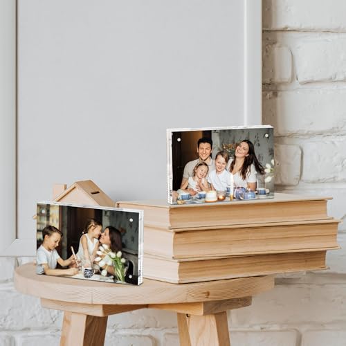 SAREAL 5x7 Magnetic Acrylic Frame - 20mm Ultra-Clear Double-Sided Display | 13x18 CM Frameless Floating Photo Frame | Premium Desktop Art Gallery - Image 5