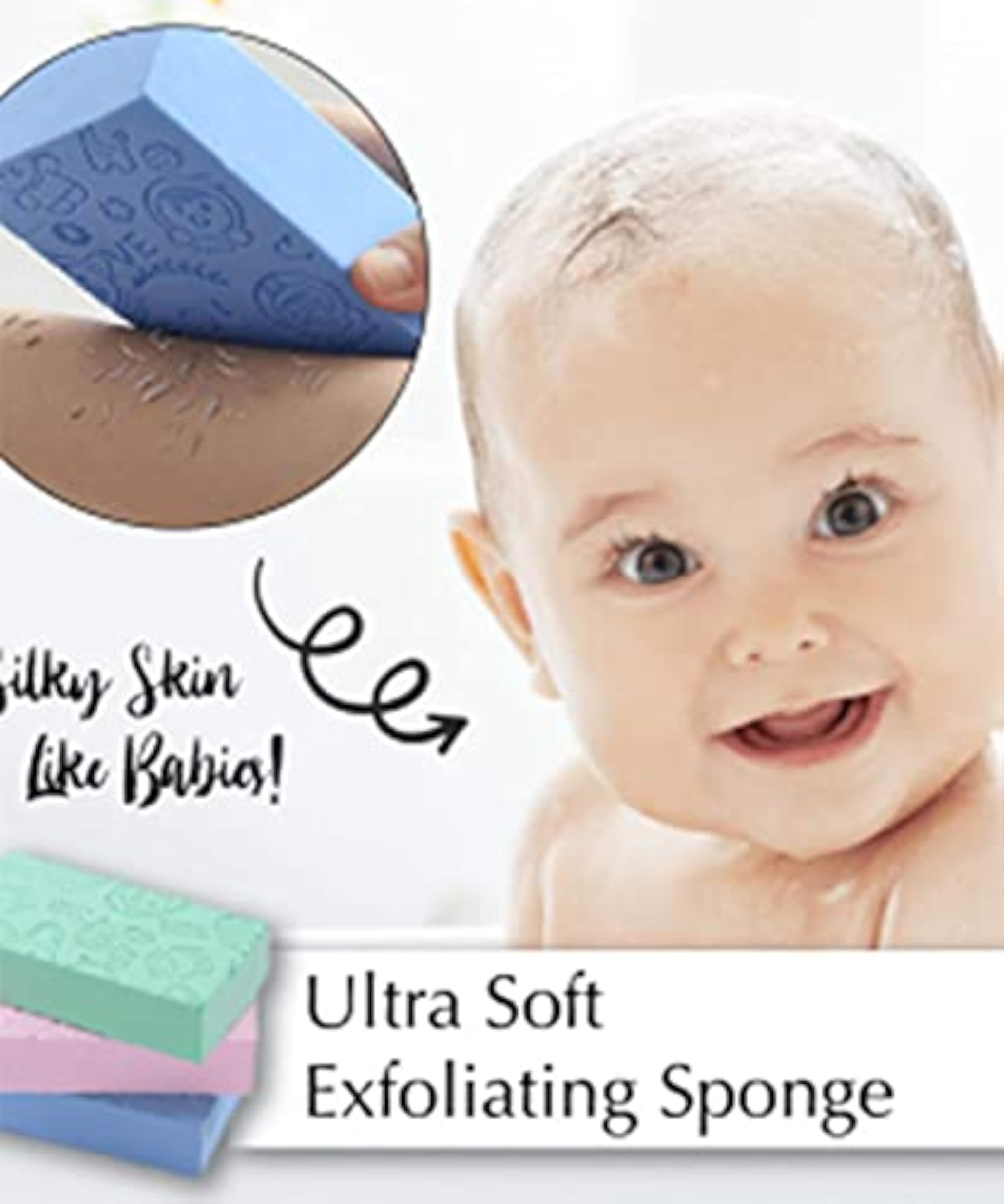 2 Pack Bath Face Scrubber Sponge, Dead Skin Remover