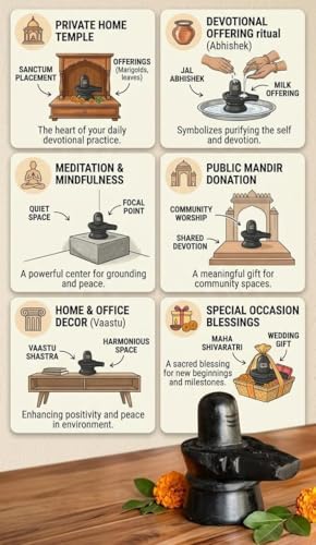 Image of SAUDEEP INDIA Black Marble Shiv Ling | Shiva Lingam for Home Temple | Mahadev Shankar Bholenath Shiv Ling Idol for Pooja Home Temple Mandir (2 Inch Regular Quality)
