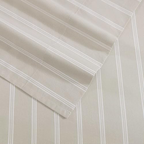 Image of Tommy Hilfiger - Queen Bed Sheets, Crisp & Cool Cotton Percale Bedding with Matching Pillowcases, Lightweight Bed Set, Oeko-Tex Certified (Effortless Stripe Beige)