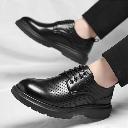 Men's Hollow Out Breathable Slip Business Leather Sandals British Style Groom Dress Shoes2