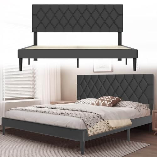 Suusolny Letto imbottito - Struttura letto con testiera in pelle e rete a doghe - Letto singolo e matrimoniale - Montaggio semplice con strumenti di installazione - Struttura letto fino a 300 kg