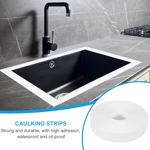 Image of PATIKIL Caulk Tape 0.9 inch x 33 Ft, Self Adhesive Sealing Tape Waterproof Toilet Tub Caulk Sealant Strip Sealing Trim for Kitchen Bathroom Toilet Bathtub Sink Countertop, White