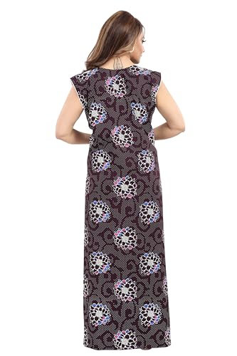 Image of Women's Cotton Free Size Nighty Maxi Dress - Sleeveless Long Floral Printed Night Gown | Soft Breathable Lounge Wear | Full Length Comfortable House Dress