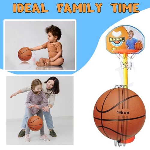 Image of Prime Adjustable Height Basketball Set for Kids with Stand Portable Basket Ball Set with Board Ring Net Ball for Kids Playing and Gifting Use (M-13)