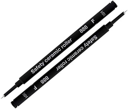 Schmidt German Roller Pen Black Refill Safety Ceramic Roller 888 F (2 Pieces)