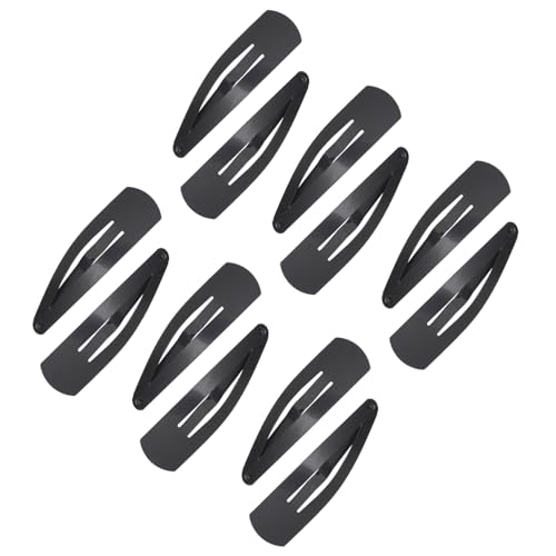 Image of Glaze Black Matte Finish Medium Snap Hair Clips, Tic Tac Style, Pack of 12