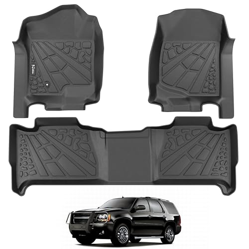 KARPAL Floor Mats for 2007-2014 Chevy Tahoe/Suburban/GMC Yukon/Yukon XL/Denali (No Hybrid Models), All-Weather TPE Custom Fit Floor Liners Car Accessories
