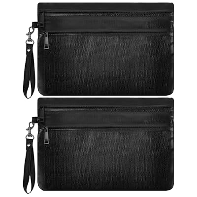 2 Pcs 6400℉ Fireproof Money Bags, 11 × 7.5 Inches Fireproof Document Bag with 12 Layers Heat Insulated, Fire Proof Bag for Documents with Double Zipper Pockets for Cash, Passport and Credit Cards