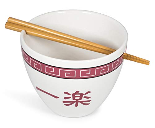 Naruto "Ichiraku Ramen Japanese Ceramic Dish Set | 16-Ounce Ramen Bowl and Chopsticks Set