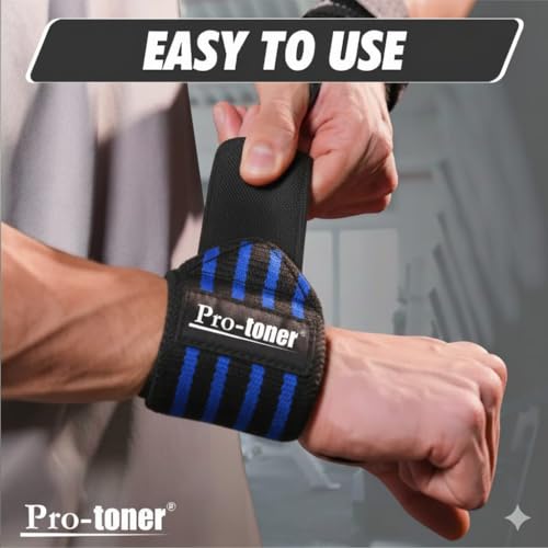 Image of Pro-toner Multipurpose Wrist Support Strap, Adjustable Weightlifting Wrist Wrap for Gym Training (Black Blue)