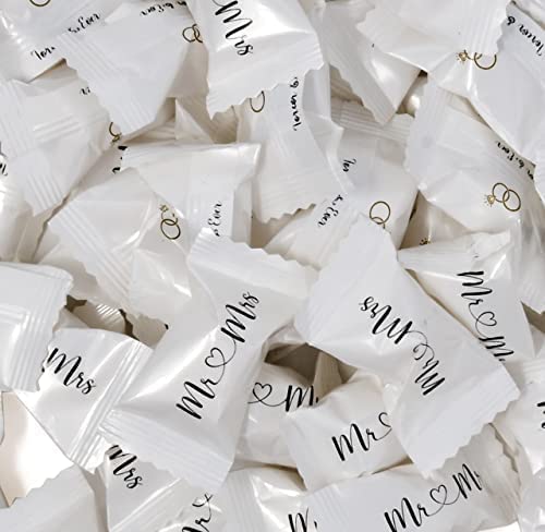 Mr. and Mrs. Wedding Butter Mint Candy Bags 100 Count Forever & Ever Mints Candies 13 Oz (369g) Diamond Ring Treats Sweets Party Favors For 50th Anniversary Bridal Shower Wedding & Special Occasions