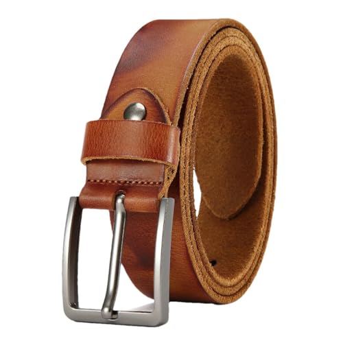 Men Leather Belt with Minimalist Metal Pin Buckle Finish