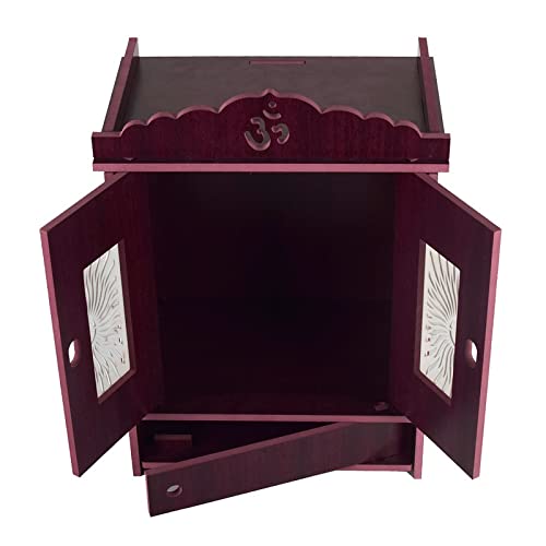 CrazyInk Wooden Readymade Wall Hanging Puja Temple for Home God Stand for Pooja Room Mandir Wood Devghar Stand for Office and Shop Crazyink-453