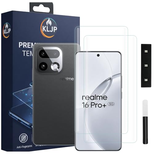 Image of Advanced HD+ UV Tempered Glass Screen Protector For Realme 16 Pro Plus (Pack of 2) Full Adhesive UV Curved Screen Protector Case Friendly HD Clarity with installation kit