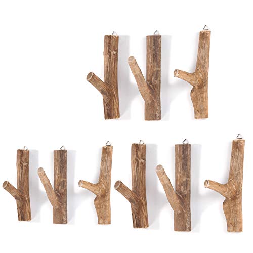 DESIGN DELIGHTS 9ER Set GARDEROBENHAKEN Limb | Teakholz Wurzel, ca. 17x10x2,5 cm (HxTxB) | Shabby Kleiderhaken Cover