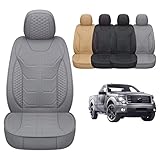 GXT Car Seat Cover Full Set with Waterproof Leather, Automotive Seat Cushion for Pickup Truck Fit for Select 2009-2022 Ford F-150 Models and 2017-2022 F250 F350 F450 Models (Grey)