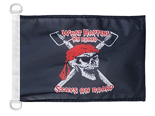 AZ FLAG Pirate What Happens on Board Nautical Flag 18'' x 12'', Pirates flags 30 x 45 cm, Banner 12x18 in for boat โ image 1