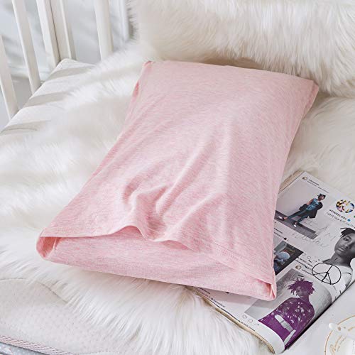 Image of Household Cotton Jersey Knit Pillowcases, Soft and Breathable Travel Pillow Cases with Envelope Closure, 13 inch x 18 inch 2 Pack (Pink)