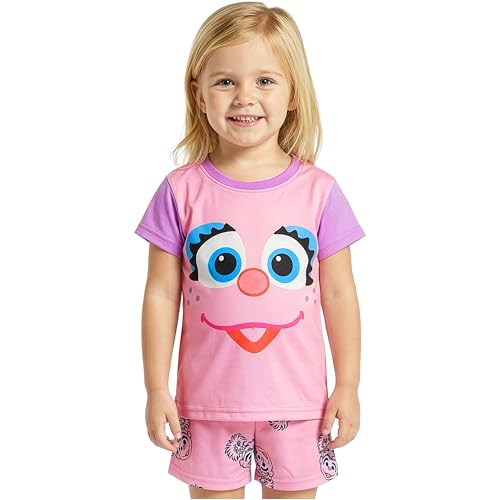 Get Trend Sesame Street Pyjamas Set for Girls & Toddlers 1-4 Yrs Crew Neck T-shirt & Pj Shorts Two-Piece Soft Breathable Loungewear (3-4 Years Pink Abby Cadabby)