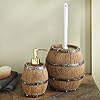 BLACK FOREST DECOR Saloon Whiskey Barrel Toilet Brush Holder, Polyresin, 5" Dia. x 18" H #1