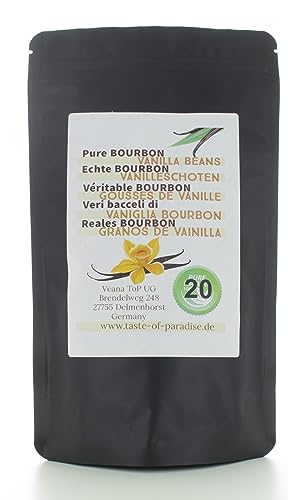 Bourbon Vanilleschoten (20 Stk. - 12-13cm) 100% natural aus Madagascar, frisch & saftig, hoher...