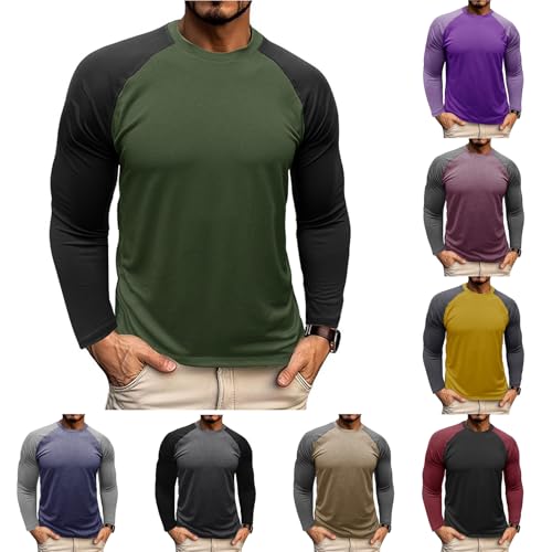 Camisetas de béisbol de manga larga raglán para hombre, cuello redondo, ajuste slim miniatura 2