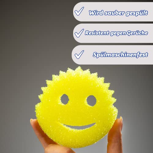 Scrub Daddy Original Spülschwamm, Reinigungsschwamm Smiley Form - Putzschwamm mit Texturveränderung, kratzfreier Schwamm Küche, Scheuerschwamm, Schmutzradierer, spülmaschinenfest - 2er-Pack Gelb