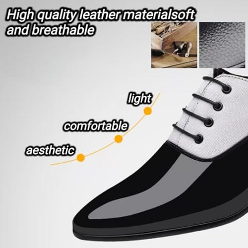 Mens Tuxedo Dress Shoes Classic Formal Oxfords Faux Patent Leather Shoe Lace-up Dress Shoes for Business Wedding Suit3