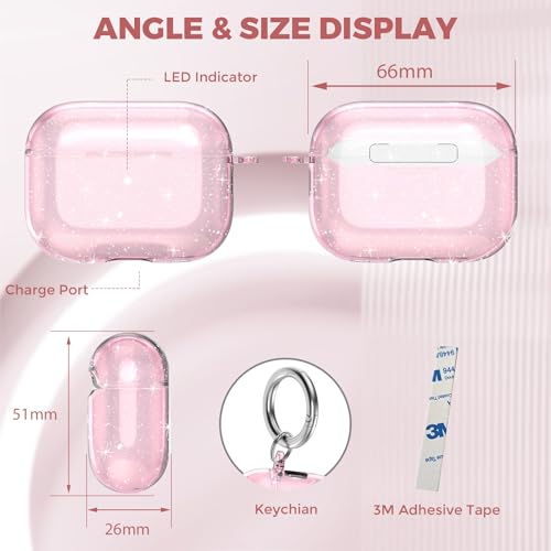 Image of for Airpods Pro 3 Case Clear with Cleaning Kit 2025, Soft TPU Transparent Apple AirPods Pro 3rd Generation Protective Cover Skin Women Men for iPod Pro3 Case -Glitter Pink