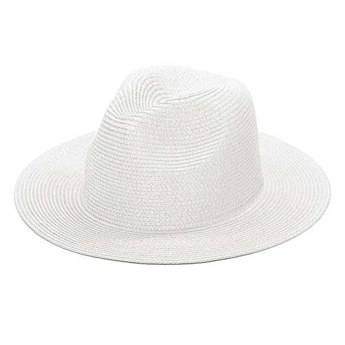 Kids Summer Bucket Straw Hat UV Protection Beach Sun Cap Wide Brim Floppy Boater Hat for Boys & Girls