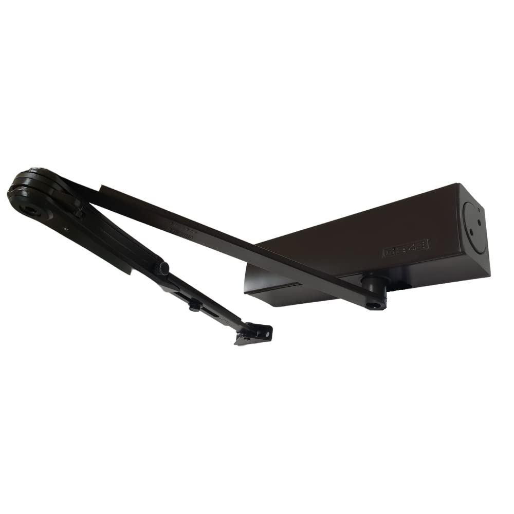 GEZE TS 2000 V BC Marrón Cierrapuertas de brazo articulado para puertas de una sola hoja de hasta 1250 mm de ancho de hoja con barra de retención activable/desactivable 102446 y placa de montaje/juego