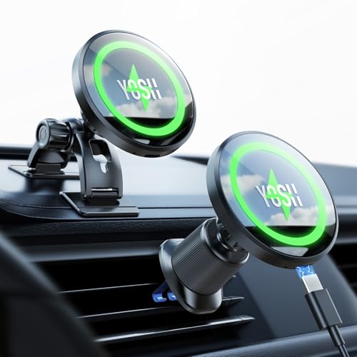 Support Téléphone Voiture Induction 15W MagSafe YOSH - Charge Rapide Compatible IPhone 16/15/14/13/12
