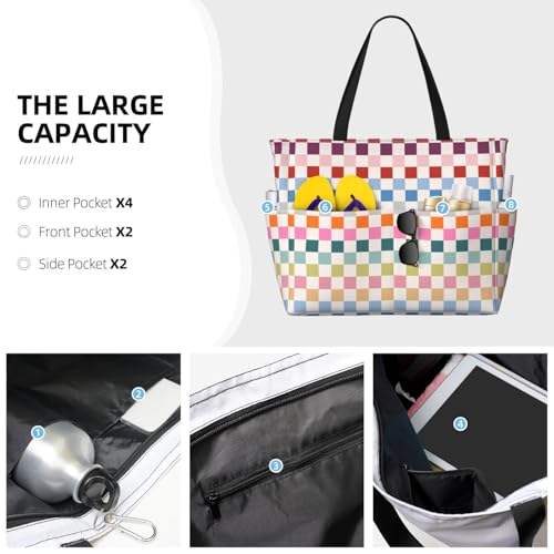 Hand Painted Polka Dots Beach Bag Women Tote Bag Pool Bag With Zipper For Gym Grocery Travel With Wet Pocket3