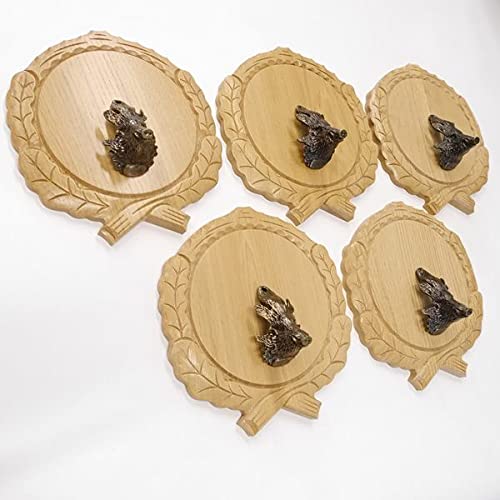 GTK Oferta 5 placas de cuña talladas de roble claro AF 19 cm con 5 piezas de cuña, decoración de cabeza grande, tablero cuña, tabla de especias, cartel trofeo.