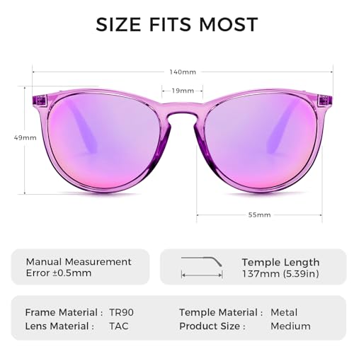 Image of SUNGAIT Premium Vintage Round Sunglasses for Women Men Classic Retro Style
