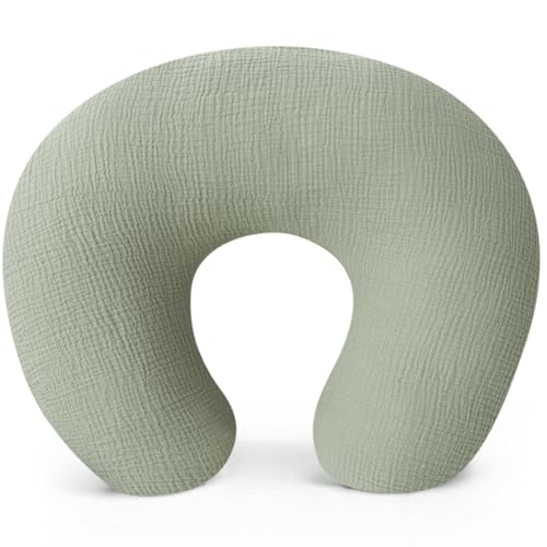 Image of Konssy Muslin Nursing Pillow Covers, 100% Cotton Soft & Adorable Covers for Breastfeeding Pillows, Slipcovers for Newborn Baby Boys & Girls