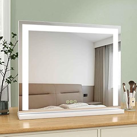 S'AFIELINA Hollywood Vanity Mirror with Lights, LED Hollywood Mirror with Dimmable, Touch Screen Control, Dressing Table Mirror with Lights, Large Hollywood Mirror, 600x520x120mm, White Cover