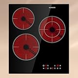 KLARSTEIN Virtuosa 3 Slim   Table de cuisson vitrocéramique 3 foyers puissance max. 5000 W, 9 niveaux, minuterie, protection contre la surchauffe, verrouillage parental, panneau de commande tactile