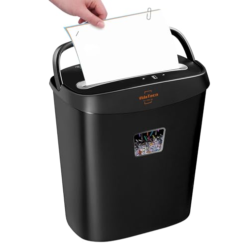 Image of VidaTeco Micro-Cut Paper Shredder 10-Sheet Shreds Paper /Card /Staple /Clip Paper Shredder for Home Office Security Level P-4 Jam Proof System 15L Pullout Basket