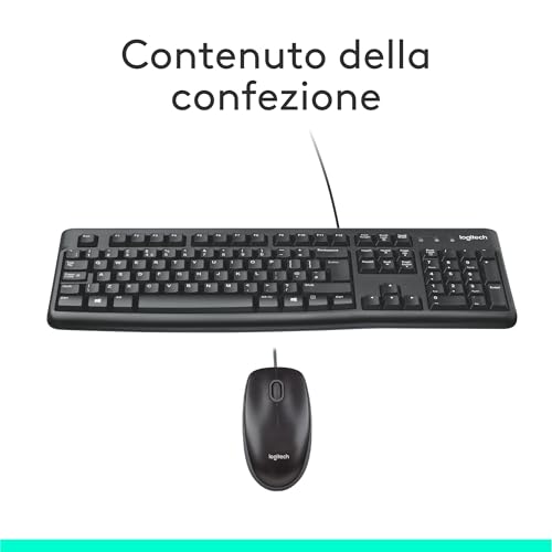 MK120 Combo Tastiera e Mouse con Filo per Windows, Mouse Ottico Cablato, Tastiera di Dimensioni Standard, USB Plug-and-Play, Compatibile con PC, Laptop, Layout Italiano QWERTY - Nero - Tastiera gaming - Immagine 8