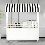 Marktstandwagen, Außenverkaufswagen mit Rädern, 140 cm hoher Marktstandständer aus Eisen mit Aufbewahrungsbox, ideal für Lebensmittel, Kunsthandwerk, Snacks, mobile Veranstaltungsausstattung