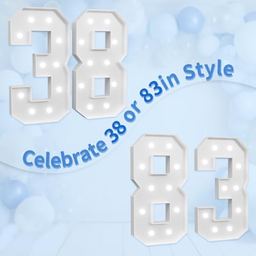 Image of imprsv Marquee Numbers Large 38th-Birthday Decorations: 4ft Light Up Number